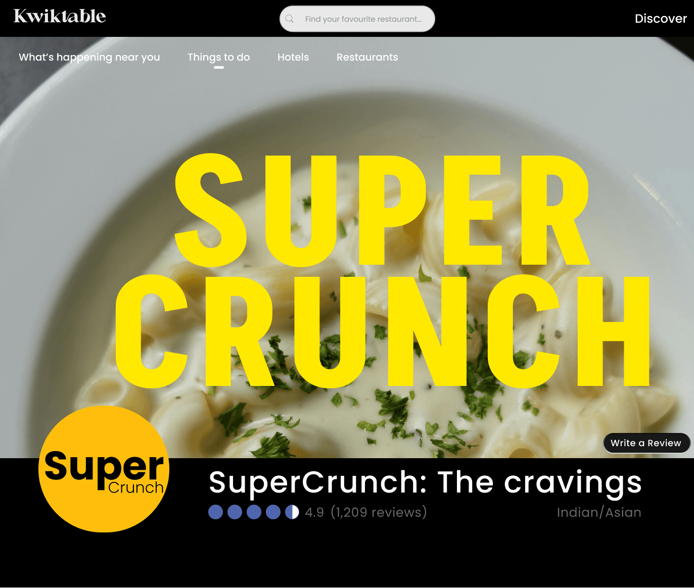 Kwiktable restaurant page